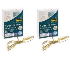 Idena 31114 LED Micro Lichterkette mit 10 LED in warm weiß, mit 6 Stunden Timer Funktion, Batterie betrieben, für Partys, Weihnachten, Deko, Hochzeit, als Stimmungslicht, ca. 1,2 m