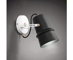 Schmiedeeisen Wandleuchte, E27 Lampen-Kopf Weiß Wandleuchte Innendekoration Wand Beleuchtungskörper Mode Persönlichkeit Schmiedeeisen Wandlampen (Color : Schwarz)
