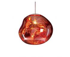 Hlidpu Moderne Tom Dixon Kronleuchter Schmelzen Anhänger Lampen/Lichter Glas Lava Unregelmäßigen Silber/Gold/Rot Kupfer Spiegel Wohnzimmer Hängelampen,Rot,40cm