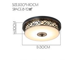 LED Deckenleuchte Moderne Retro Deckenlampe Round Glasdeckenleuchte Black Eisen Geschnitzte Rustic Wohnzimmer Lichter Leuchte Schlafzimmer Kinderzimmerlampe Flur Beleuchtung Kronleuchter ,D30CM