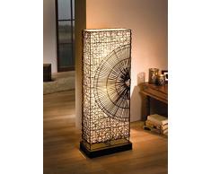 Design Stehlampe aus Rattan, Canvas und Metall, 110 cm hoch, Dekoleuchte, Standleuchte, Stehleuchte