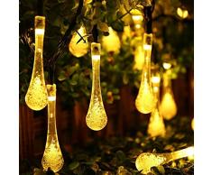 Samoleus 20 LED 4.8 Meter Wassertropfen Lichterkette, Solarlichterkette Außen Lichterkette Weihnachten für Partydekorationen (Wassertropfen-Warmweiß)