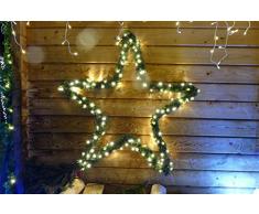 Weihnachtsstern 60 cm aussen beleuchtet aus Metall mit Girlande von 80 LED beleuchtet aussen Strom Weihnachten