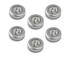 Tinksky 6pcs LED-Touch-Beleuchtung Batteriebetriebene Klicken Sie auf Push-Licht-Lampe (weißes Licht)