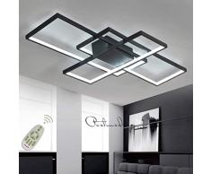 Wohnzimmerlampe Modern LED Decke Dimmbar Acryl Lampenschirm Deckenleuchte Chic Eckig Designer-Lampe Esszimmer Esstischlampe Fernbedienung Deko Deckenlampe Pendelleuchte Küche Landhaus Flur Leuchten