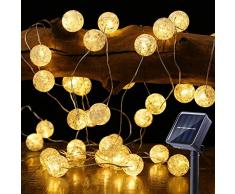 Solar Lichterkette Aussen, BrizLabs 50 LED Knistern Kristall Kugeln Warmweiß Außenlichterkette 7m 8 Modi IP65 Wasserdicht Beleuchtung für Garten, Bäume, Terrasse, Weihnachten, Hochzeiten, Partys