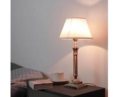 Designer Tischlampe Messing Jugendstil H:31cm Bronze hell Stoffschirm Tischleuchte Beistelltisch Schlafzimmer