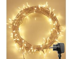 Starker 12M 100er LED Lichterkette，Fernbedienung 8 Modi Kupfer kunststoff Lichterketten,TIMER-Funktion Dimmbar Lichterkette,für Innen und Außen dekoration，Hochzeiten -Warmweiß