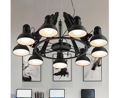 YSYYSH 9-Kopf Schwarz Retro Büro Kronleuchter Bekleidungsgeschäft Restaurant Bar Industrie Persönlichkeit Kreative Spinne Kronleuchter Teleskop Eisen Kronleuchter Ideal for Wohnbereiche Schlafzimmer d