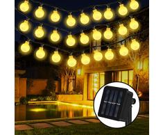 Solar Lichterkette, 30er LED Solar Lichterkette 8 Modi IP65 Wasserdicht Garten Lichterkette Dekoration Beleuchtung Kugel für Außen, Indoor Gärten, Rasen, Weihnachten Party - 6M, Warmweiß