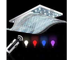 Kristalldeckenlampe, mehrfarbige dimmbar eingebettete Installation Lampe mit Steuerung, Wohnzimmer Schlafzimmer moderne Glasdeckenleuchte LED,108 * 70cm