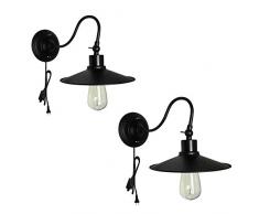 FEE-ZC Einfache Wandbeleuchtung Schwarz Schirm Schatten Eisen Art E27 Sockel Wandleuchte Vintage Edison Wandleuchten Korridor Studie Bar Cafe, Black