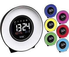 TFA Dostmann Mood Light Licht-Wecker, mit Naturgeräuschen, Kunststoff, weiß/schwarz, (L) 138 x (B) 92 x (H) 139 mm