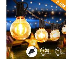 Opard Lichterkette Außen Lichterkette Glühbirnen G40 9.5M 28er Glühbirnen Lichterkette Außen Warmweiß Garten Lichterketten Außen Innenbeleuchtung Deko Licht mit Stecker für Garten, Hochzeit, Zimmer