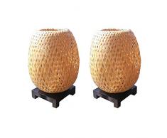 Lampen Nachttischlampe aus Bambus éco-design, paarweise. Geflecht handgefertigt Original und ursprünglichen des Vietnam - Lampe aus Bambus - Rattan Laterne Kronleuchter - 220 - 240 V