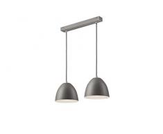 Pendelleuchte in Silber Metall 2-flammig Retro Design stylisch LEVI Hängeleuchte Esstischlampe