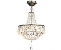 SHELLTB Kristalllüster Illuminate 3-Light Classic Flush-Leuchter mit Lavish Funkelnde Ketten des Glaskristall, Messing/Clear