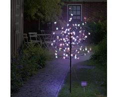 Solar Kirschblütenbaum 5ft hoch mit 104 LED Blütenbaum Lichterbaum Baum für Weihnachten Garten Außen Dekoration Leuchtbaum (Multi-colored)