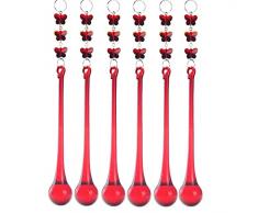 H&D Tropfen Anhänger/Behang/Pendel mit Octagon/Schneeflocken Anhänger für Kronleuchter, Deckenleuchte, rot, 30 * 150mm, 10 Stück