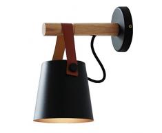 Nordic Minimalistischen Wandleuchte, Moderne Kreative Schmiedeeisen Wandleuchte, Schlafzimmer Studie E27 Wandleuchte (schwarz/Weiß)