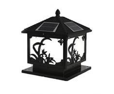 ZMLG Rasen Terrasse Säulelampe, Außenbeleuchtung Solar Aluminium Und Acryl Aussenlampe IP65 wasserdichte Zaunlichter Solar Pfosten Tischleuchte,Schwarz,250X300MM