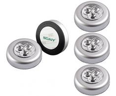 SOAIY 5er-Set Stick&Push LED Touch Lampe Nachtlicht Leuchten Batteriebetrieben selbstklebend Küchenlampen Schrankleuchten