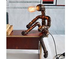 wshfor Retro-Roboter Tischleuchte, Industrie Wasserrohre Schreibtisch Lampe, Hand Schmiedeeisen Fertigung, Büro, Bar, Studienraum Wohnzimmer Dekoration Beleuchtung