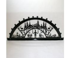 Schwibbogen Lichterbogen Metall - Motiv: Fichtelberg - XXXL 2 Meter Breite Außen-Bereich schwarz * riesen groß * Erzgebirge Bergmann