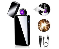 ASANMU Elektro Feuerzeug, Lichtbogen Feuerzeug USB Aufladbar Touchscreen Drehung Elektronische Feuerzeug mit Batterieanzeige Winddichte Plasma Zigaretten Feuerzeug Männer Papa