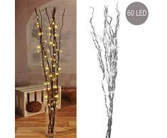 60 LEDs Lichterzweige silber mit Beleuchtung Lichterkette Leuchtzweig Dekoration Lichter Zweig 120cm
