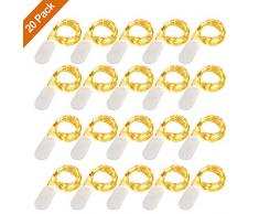 LED Lichterkette Batterie 20 Stück Kupfer Drahtlichterkette Warmweiß 1M 10 LEDs Weihnachtsbeleuchtung für Innen und Aussen Dekoration