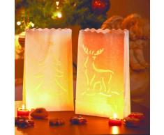 LUMINARIA 8558100 Lichtertüte Weihnachtsmix groß - 8er Set, Windlicht, Zellstoff, 15 x 26 x 9 cm, Weiß