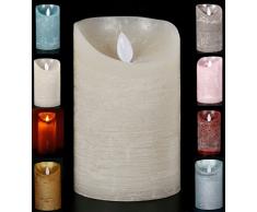 LED Echtwachskerze Kerze Farbauswahl Timer flackernde Wachskerze Kerzen Batterie, Farbe:Weiß, Größe:15 cm