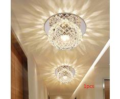 Kristalldeckenleuchte, 5W 220V Runde Deckenleuchte LED Glaslampe Kristalldeckenleuchte, Pendelleuchte LED Einbauleuchte Kronleuchter Beleuchtung für Wohnzimmer Schlafzimmer Flur