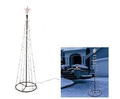 HI LED Baum 120,180,240cm mit Stern Metall Lichterbaum Weihnachtsbaum Kegelbaum, Baum Längen:120 cm