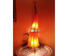 Orientalische Stehlampe Rahaf orange 120cm Lederlampe Hennalampe Lampe | Marokkanische Große Stehlampen aus Metall, Lampenschirm aus Leder | Orientalische Dekoration aus Marokko, Farbe Orange