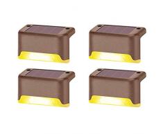 Solar-Lichter für den Außenbereich, 4 Stück, solarbetriebene Zaunlichter, IP65, wasserdicht, Bewegung, LED, Stufenlicht für Garten, Weg, Terrasse, Treppen, Hinterhof Braune, warmweiße Beleuchtung