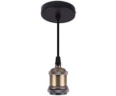 CVERY Lampenfassung Deckenlampe Stange Anhänger Steckdose Heim Vintage Aluminium Wandbehang Retro für Restaurant Heim Kronleuchter für E27 Birnen (Bronze) - Bronze, Free Size
