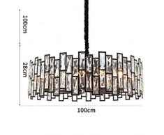 Luxus Moderne Rundleuchter-Beleuchtung LED-Lampe Gastronomie/Wohnzimmer Schlafzimmer Kristalllampe Heim Licht Leuchte Schwarz Kronleuchter, kaltes Weiß, Dia100cm