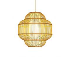 CQLAN Bambus kronleuchter Retro Beleuchtung korblampe kronleuchter Restaurant Wohnzimmer Cafe deckenleuchte, handgemachte Bambus lampenschirmE27 (45 * 50 cm)