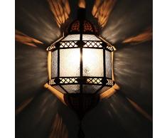 Orientalische Wandleuchte marokkanische Wandlampe Trombi Blau | Kunsthandwerk mit farbigem Ornamentglas | Schöne Dekoration & Geschenkidee | L1557