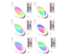 RGBW LED Einbauleuchten Dimmbar Rundes Panel Verborgen Led Farbwechsel Deckenleuchte mit integriertem LED-Treiber und Fernbedienung für Wohnzimmer, Schlafzimmer, Küche, Bad (6Pack, RGB Warm White, 5W)