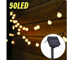 Tomshine Solar Lichterkette Aussen 50Leds, 6,9 Meter Solar Lichterkette Außen mit 50 LED Kugel, 8 Lichtmodi/Wasserdicht Warmweiß, Solarbetriebene Lichterkette