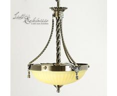 Edle Hängeleuchte in bronze cremefarben Jugendstil inkl. 1x 6W E14 LED Pendelleuchte aus Metall & Glas Hängelampe für Esszimmer Lampe Leuchten Beleuchtung innen