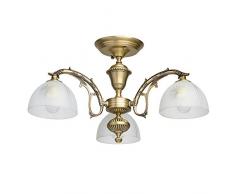 MW-Light 450011503 Kronleuchter Antik Klassisch Messing Glasschirm Matt 5 Flammig E27 x 60W