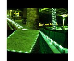 XUNATA LED Solar Lichterschlauch 5M 50 LEDs Lichter IP65 Wasserdicht Schlauchlicht Lichtschlauch für Garten, Weihnachten, Hochzeit, Party (Grün, 5m (50LEDs) + 2m lead cable)