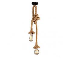 STARRYOL E27 Doppelkopf Hanfseil Vintage Hängenden Pendelleuchte, Industrie Retro Landhausstil Deckenleuchte Perfekt Für Esszimmer Halle Restaurant Bar Cafe