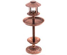 Novaliv Vogelhotel mit Solarlampe und Pflanzkasten rostfarben Kunststoff Vogelhaus Vogelhäuschen Vogelfutterspender Futterhaus für Wildvögel (Vogelhotel mit Pflanzkasten, rostfarben)