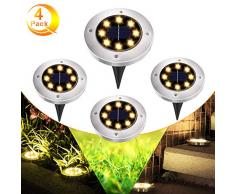 Solarlampen Garten, UOUNE 16 LED 4 Pack Solar Gartenleuchten Bodenleuchten Solarleuchte Aussen 4 Stück Edelstahl Außenleuchte Wasserdicht für Rasen Weg Hof Auffahrt Innenhof Gehweg