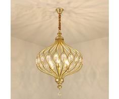 DAMAI STORE Amerikanisches Wohnzimmer Bar Bar Restaurant Esstisch Modell Showroom Studie Lampe Käfigförmige Kristalllüster (Farbe : Gold, Size : XXL)